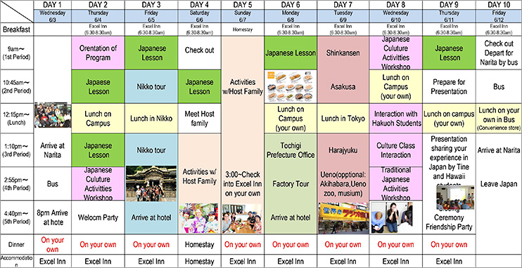 2019年度のスケジュール　Example of schedule of program in 2019